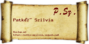 Patkó Szilvia névjegykártya